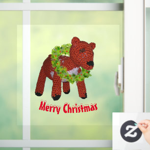 Autocollant Pour Fenêtre Clouage de fenêtre - Rindeer avec couronne