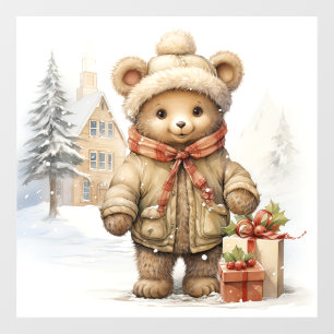 Autocollant Pour Fenêtre Clouage de la fenêtre de l'ours en peluche de Noël