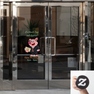 Autocollant Pour Fenêtre Cochon amusant en costume d'affaires dessin animé