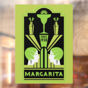 Autocollant Pour Fenêtre Cocktail Margarita Art Déco