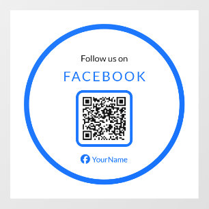 Autocollant Pour Fenêtre Code QR 12" Suivez-nous sur Facebook Bleu
