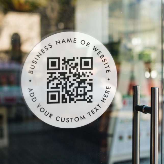 Autocollant Pour Fenêtre Code QR | Business Minimal Blanc Scannable Round (Créateur téléchargé)