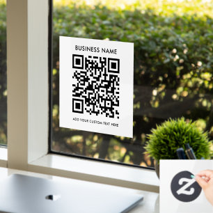 Autocollant Pour Fenêtre Code QR   Business Minimal White Scannable Round W