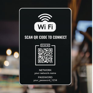 Autocollant Pour Fenêtre Code QR de connexion WIFI Mot de passe réseau