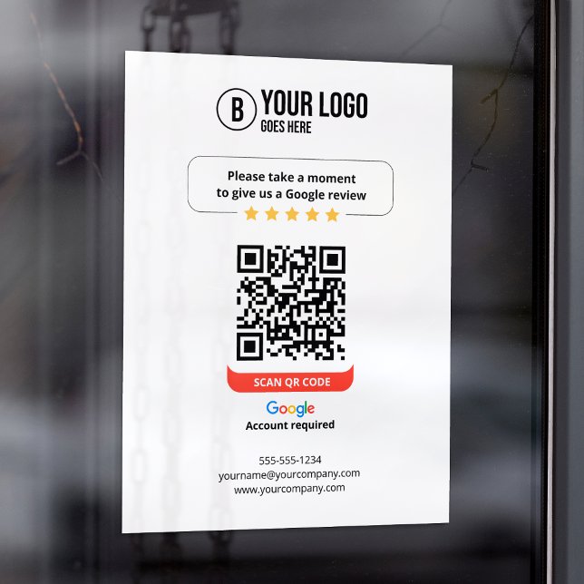 Autocollant Pour Fenêtre Code QR de Google Avis Évaluez mon entreprise 5 ét (Créateur téléchargé)