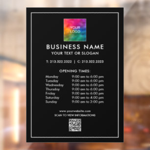 Autocollant Pour Fenêtre Code QR de l'entreprise Logo Heures d'ouverture Si