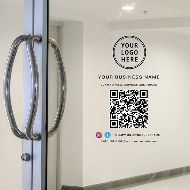 Autocollant Pour Fenêtre Code QR de logo d'entreprise (Business Logo QR Code Window Cling)