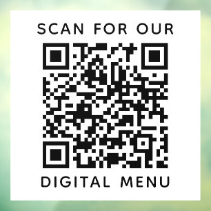 Autocollant Pour Fenêtre Code QR de menu numérique professionnel simple pou