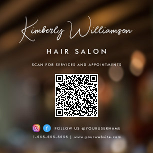 Autocollant Pour Fenêtre Code QR de signature de style chic pour le nom de 