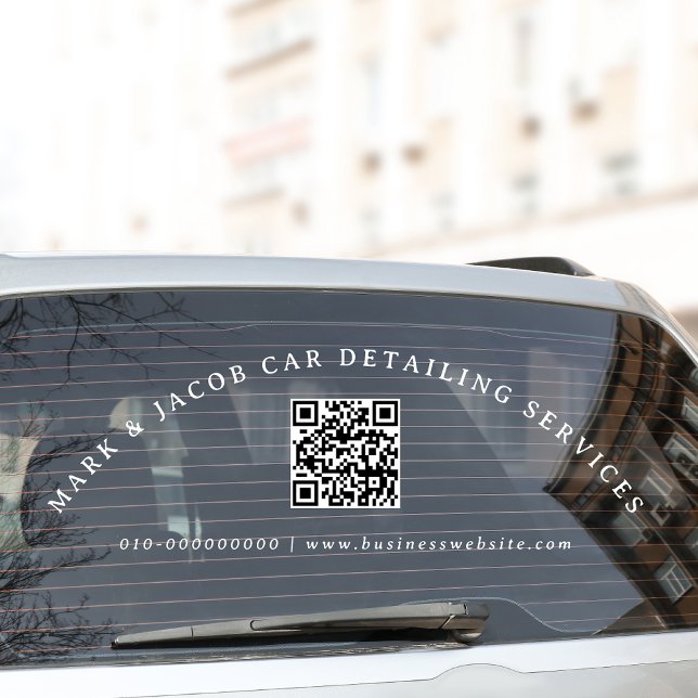 Autocollant Pour Fenêtre Code QR de texte personnalisé minimal Business Car (Créateur téléchargé)