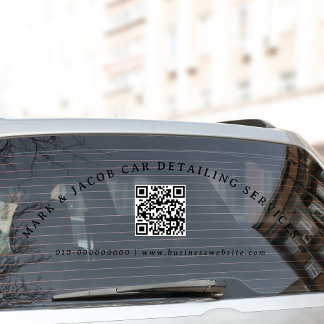 Autocollant Pour Fenêtre Code QR de texte personnalisé minimal Business Car