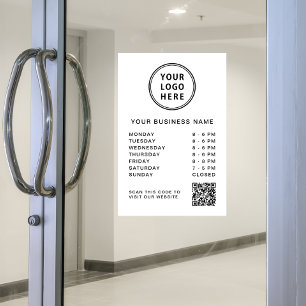 Autocollant Pour Fenêtre Code QR des heures d'ouverture de l'entreprise Log