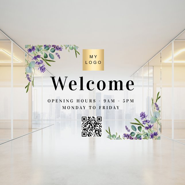 Autocollant Pour Fenêtre Code QR d'ouverture de bienvenue logo entreprise l (Créateur téléchargé)