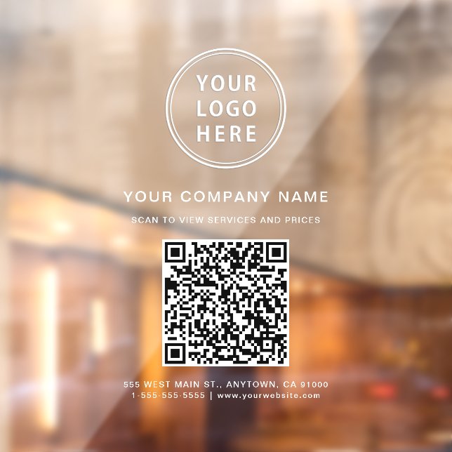 Autocollant Pour Fenêtre Code QR du logo de l'entreprise blanc (Feuille 2)