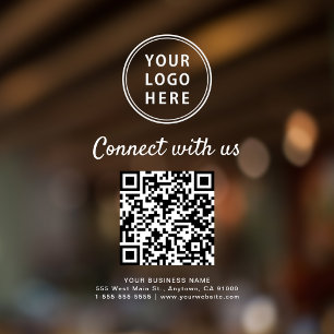 Autocollant Pour Fenêtre Code QR du logo de l'entreprise Blanc Connectez-vo