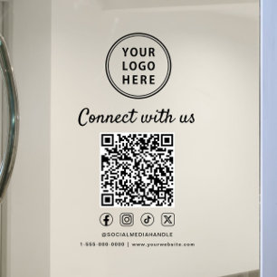 Autocollant Pour Fenêtre Code QR du logo de l'entreprise Connectez-vous ave