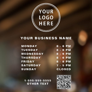 Autocollant Pour Fenêtre Code QR du logo d'entreprise Heures Blanc