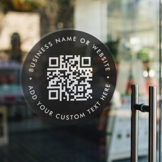 Autocollant Pour Fenêtre Code QR | Entreprise Moderne Élégante Noir (Interactive editable QR code window clings to promote your business, products or services.)