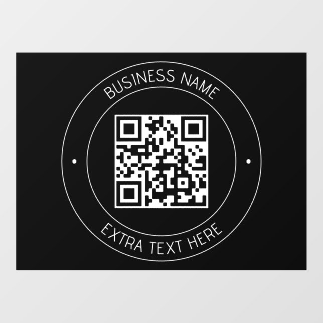 Autocollant Pour Fenêtre Code QR et texte modifiable | Noir et blanc (Feuille)