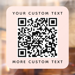 Autocollant Pour Fenêtre Code QR et texte personnalisé rose pâle du haut 