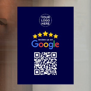 Autocollant Pour Fenêtre Code QR Google Business Reviews 5 étoiles Bleu mar
