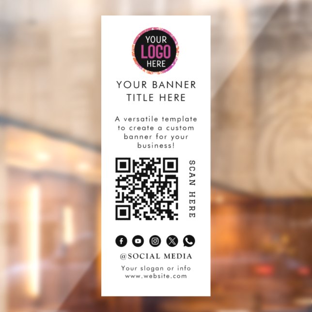 Autocollant Pour Fenêtre Code QR | Logo de l'entreprise (Feuille 2)