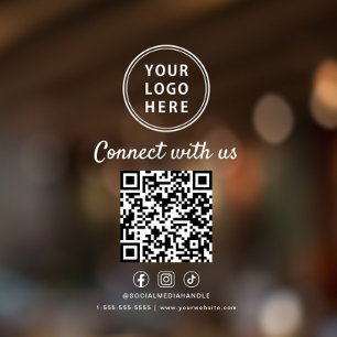 Autocollant Pour Fenêtre Code QR Logo Entreprise Connectez-vous avec nous B