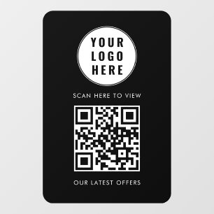 Autocollant Pour Fenêtre Code QR Logo Entreprise Noir Scannez Ici Moderne