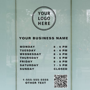 Autocollant Pour Fenêtre Code QR Logo Heures d'ouverture