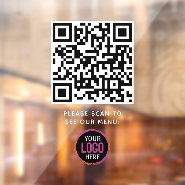 Autocollant Pour Fenêtre Code QR Menu Noir Logo Café Moderne Sans Contact (Feuille 2)