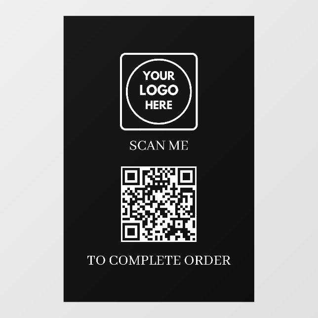 Autocollant Pour Fenêtre Code QR noir personnalisé | Affichage de commande (Feuille)
