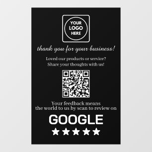 Autocollant Pour Fenêtre Code QR noir personnalisé   Affichage des avis Goo