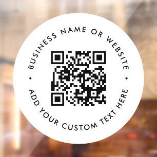 Autocollant Pour Fenêtre Code QR   Rond Scannable Blanc Minimal Entreprise