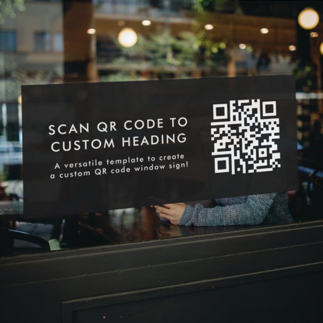 Autocollant Pour Fenêtre Code QR | Scan Me Modern Design Black Promotionnel (Créateur téléchargé)