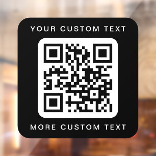 Autocollant Pour Fenêtre Code QR texte personnalisé haut et bas noir et bla
