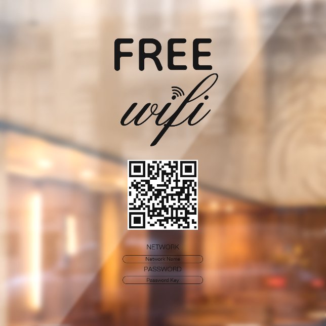 Autocollant Pour Fenêtre Code QR Wi-Fi gratuit simple noir et blanc pour l' (Feuille 2)