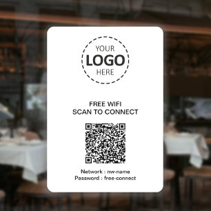 Autocollant Pour Fenêtre Code QR WIFI et logo pour enseigne de fenêtre
