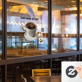Autocollant Pour Fenêtre Coffee Cafe 30" x 20" Cling