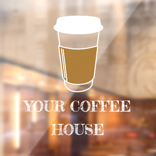 Autocollant Pour Fenêtre Coffee Cup Illustration Etch café affaires