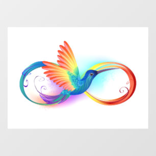 Autocollant Pour Fenêtre Colibri arc-en-ciel avec symbole d'infini
