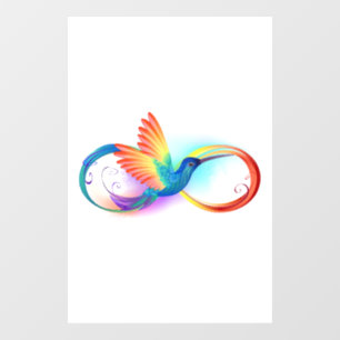 Autocollant Pour Fenêtre Colibri arc-en-ciel avec symbole Infinity