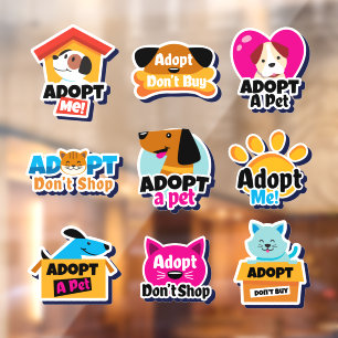 Autocollant Pour Fenêtre Collection Adoptez un salon pour chat ou chien