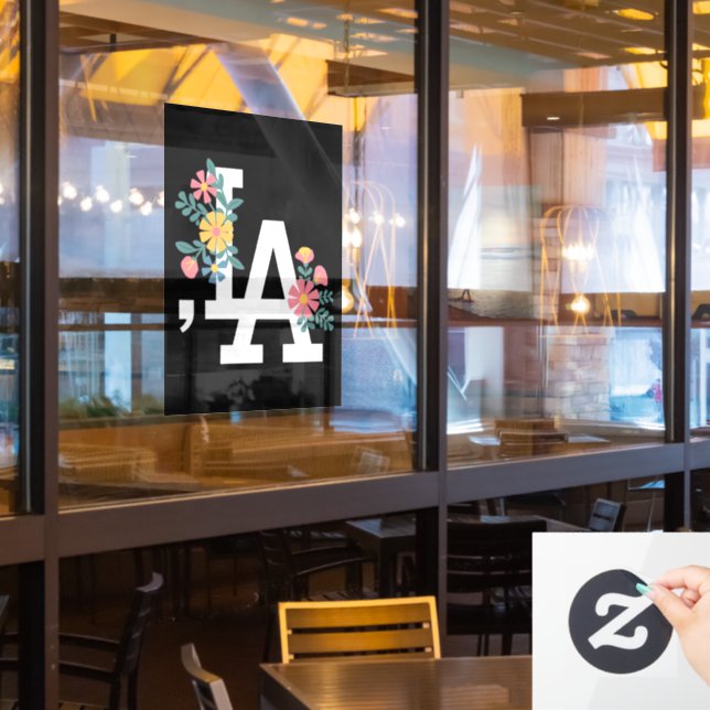 Autocollant Pour Fenêtre Comma la Floral Kamala Harris Pour Président 2024 (Fenêtre du restaurant)