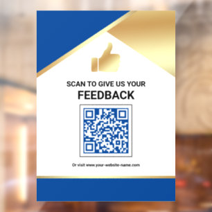Autocollant Pour Fenêtre Commentaires des clients avec code QR or bleu roya