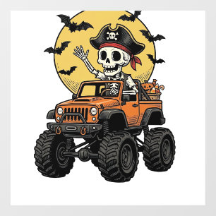Autocollant Pour Fenêtre Conception de camion monstre squelette pirate Hall