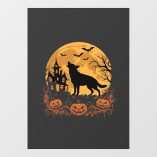 Autocollant Pour Fenêtre Conception de lune de Halloween de berger allemand