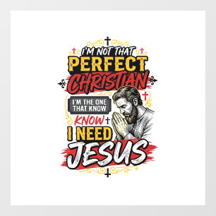 Autocollant Pour Fenêtre Conception de T-Shirt chrétien Vintage I Need Jesu