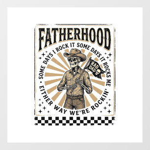 Autocollant Pour Fenêtre Conception de T-shirt de papa cowboy squelette vin