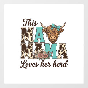 Autocollant Pour Fenêtre Conception de t-shirt de vache des Highlands Maman