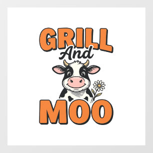 Autocollant Pour Fenêtre Conception de T-Shirt Vintage Grill et Moo Vache D